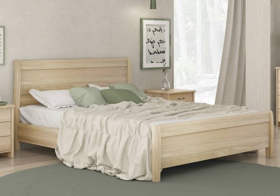 Ξύλινο κρεβάτι με ξύλινα μασίφ πόδια