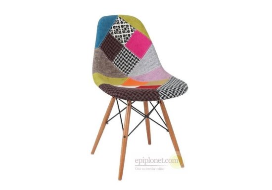 Καρέκλα Eames με patchwork πολύχρωμη V-190305