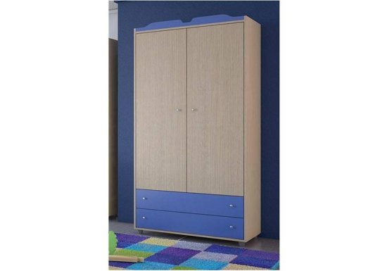 Δίφυλλη ντουλάπα σε χρώμα δρυς με μπλε