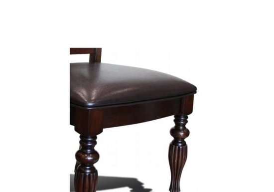 Ξύλινη καρέκλα με δερμάτινο κάθισμα G-135074