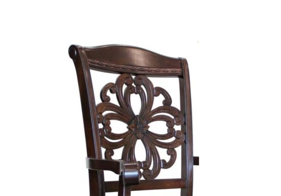 Ξύλινη Πολυθρόνα με δερμάτινο κάθισμα G-135075