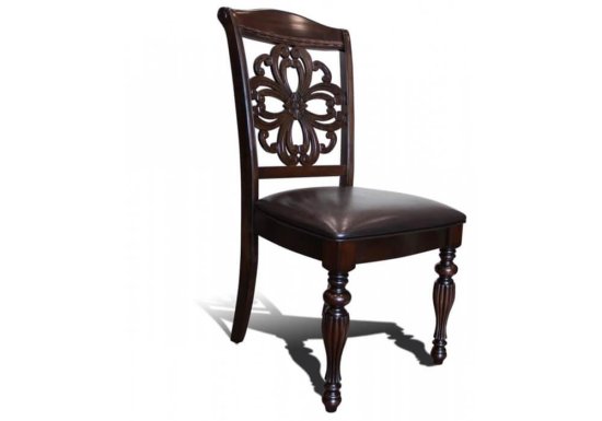 Ξύλινη καρέκλα με δερμάτινο κάθισμα G-135074