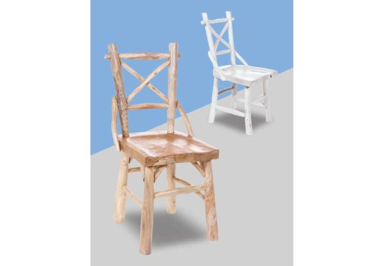 Καρέκλα με Χ πλάτη από κορμούς δέντρων teak