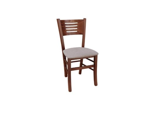 Καρέκλα οξιάς με καμπύλη πλάτη και υφασμάτινο κάθισμα