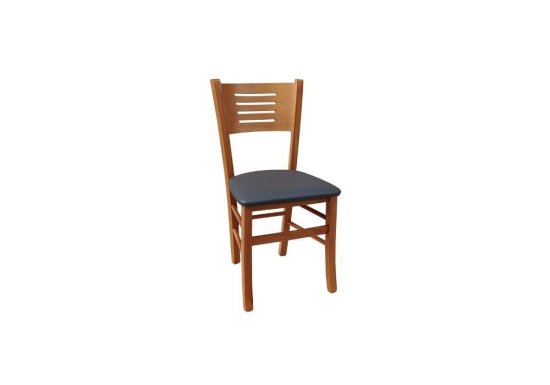 Καρέκλα οξιάς με καμπύλη πλάτη και δερμάτινο κάθισμα
