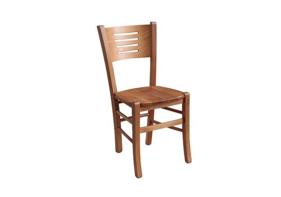 Καρέκλα οξιάς με καμπύλη πλάτη και ξύλινο κάθισμα εμπρός