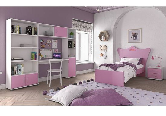 Ροζ παιδικό δωμάτιο σετ με κορώνα