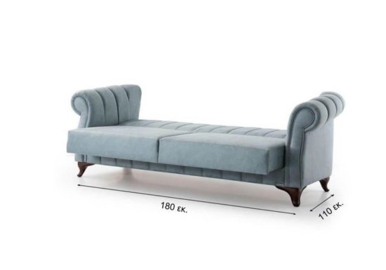 Παραδοσιακός Τριθέσιος Καναπές Κρεβάτι με Ριγέ Σχέδιο στην Πλάτη Ef-105044