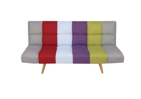 Τριθέσιος Καναπές Κρεβάτι με Πολύχρωμο Ύφασμα Z-105041