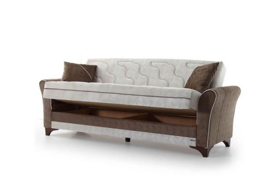 Τριθέσιος Καναπές Κρεβάτι σε Γκρί και Καφέ Χρώμα Ef-105050