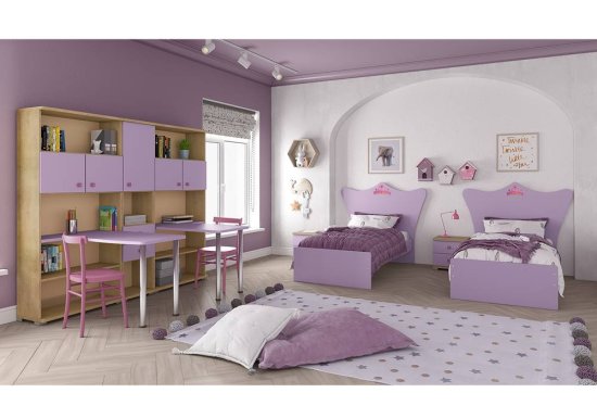 Παιδικό δωμάτιο λιλά με κρεβάτι κορώνα