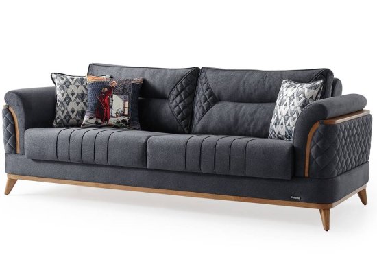 Καναπές κρεβάτι με ξύλινες λεπτομέρειες