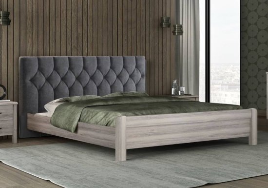 Καπιτονέ κρεβάτι με ξύλινη βάση