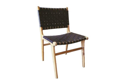 πλεχτή καρέκλα από δέρμα και ξύλο