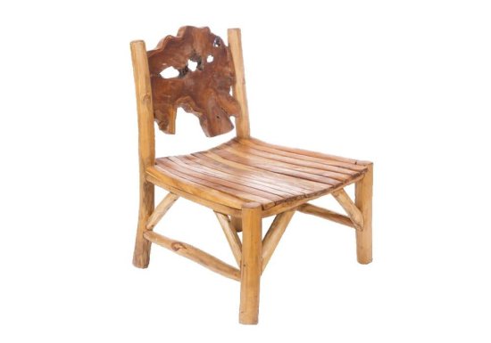 πολυθρόνα με πλάτη σε αφηρημένο σχήμα από ξύλο teak