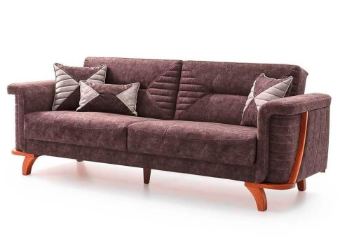 Τριθέσιος καναπές κρεβάτι με ξύλινα πόδια