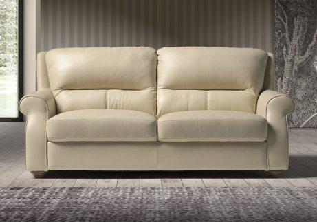 Κλασικός εκρού δερμάτινος καναπές αμερικάνικου στυλ