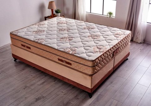 Υφασμάτινο κλασικό κρεβάτι με αποθηκευτικό χώρο