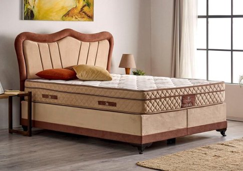 Υφασμάτινο κλασικό κρεβάτι με αποθηκευτικό χώρο