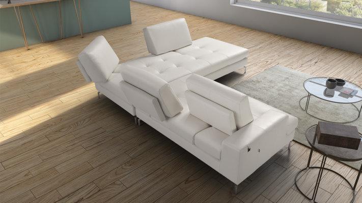 Πολυμορφικός καναπές λευκός με θέσεις που μετακινούνται, δερμάτινος λευκός καναπές από την Ιταλία 