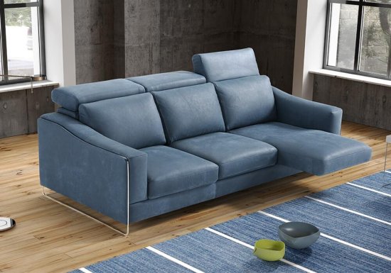 Δερμάτινος καναπές με συρόμενα καθίσματα