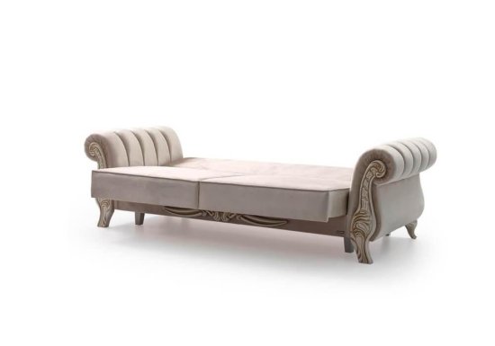 Λευκός Κλασικός Καναπές-Κρεβάτι με Σκαλίσματα Ef-105082