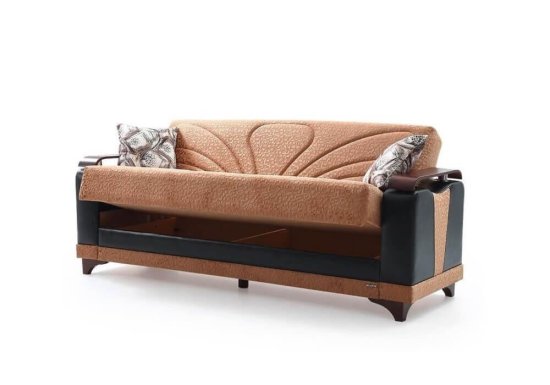Υφασμάτινος Καναπές Κρεβάτι με Ξύλινα Μπράτσα Ef-105084