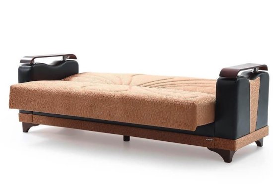 Υφασμάτινος Καναπές Κρεβάτι με Ξύλινα Μπράτσα Ef-105084