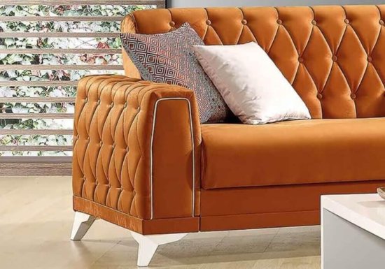 Μοντέρνος καναπές με λευκά ξύλινα πόδια Ass-105112