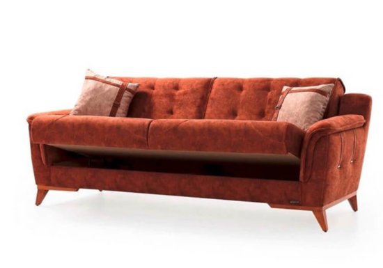 Τριθέσιος καναπές κρεβάτι με μεταλλικές λεπτομέρειες Ef-105125