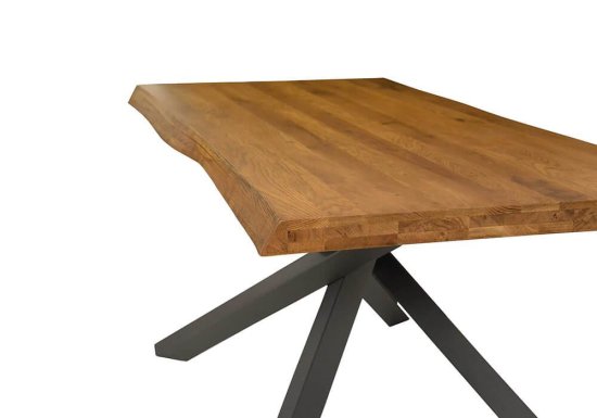 τραπέζι με ξύλινη επιφάνεια και μεταλλική βάση