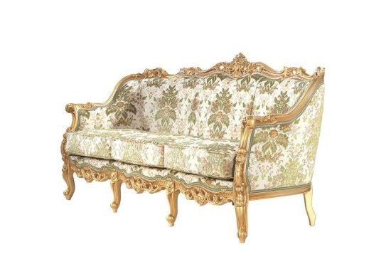 Χρυσός αρχοντικός καναπές με κλασικό ύφασμα