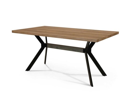 ξύλινο τραπέζι με μεταλλική βάση