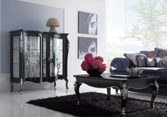 Luxury σαλόνι με μαύρα έπιπλα