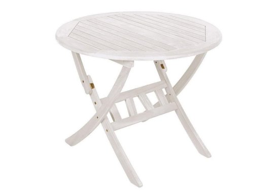 ξύλινο στρογγυλό πτυσσόμενο τραπέζι σε λευκό χρώμα