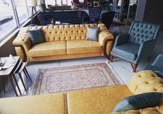 chesterfield κιτρινος καναπές