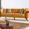 Chesterfield κίτρινος καναπές με λοξό πόδι