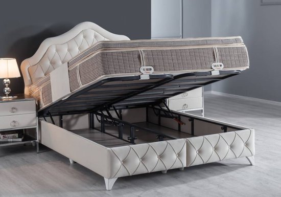 Λευκό κρεβάτι νεοκλασικό με αποθηκευτικό χώρο