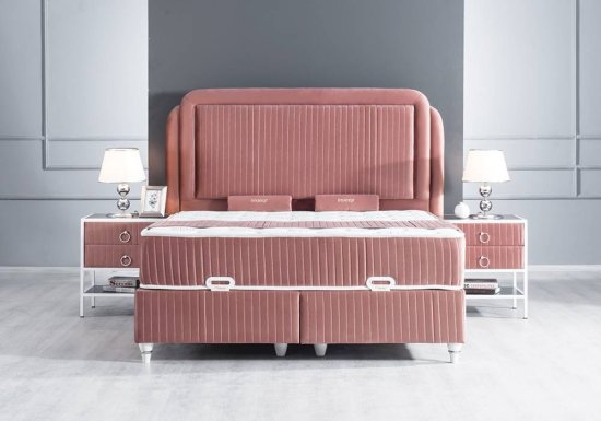 Ροζ σάπιο μήλο κρεβάτι με αποθηκευτικό χώρο