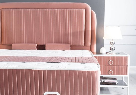 Ροζ σάπιο μήλο κρεβάτι με αποθηκευτικό χώρο