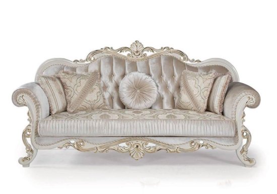 Λευκός καναπές εποχής κλασικό λευκό με χρυσό