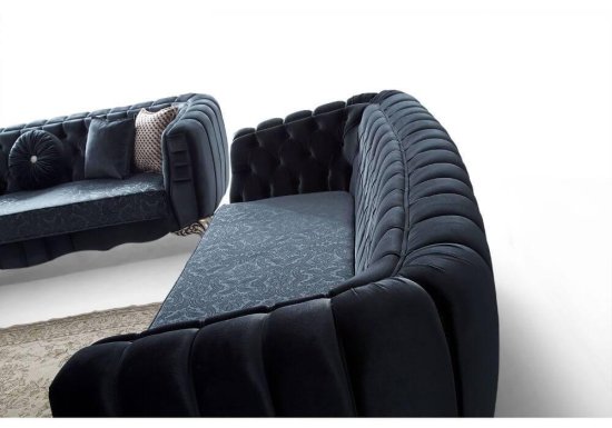 luxuryσε ύφασμα blue navy καναπές καπιτονέ σετ