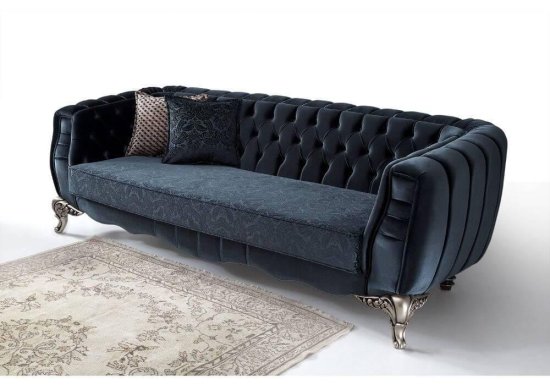 luxuryσε ύφασμα blue navy καναπές καπιτονέ