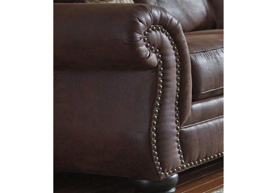 Διθέσιος καναπές χρώμα espresso με υφή δέρματος Ashley