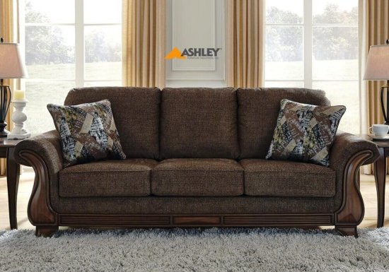 Τριθέσιος καναπές με βελούδινα μαξιλάρια Ashley