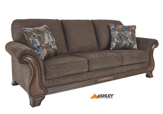 Τριθέσιος καναπές με βελούδινα μαξιλάρια Ashley