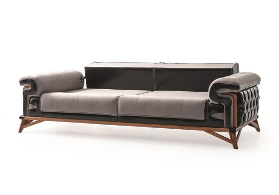 Τριθέσιος μοντέρνος καναπές με καπιτονέ πλαινα
