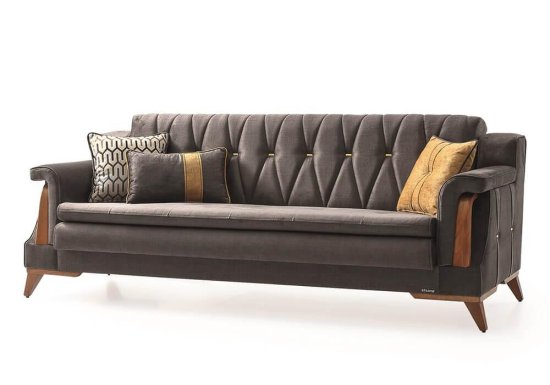 Καναπές κρεβάτι με μεταλλικά διακοσμητικά στοιχεία
