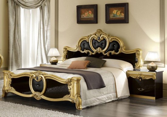 μπαρόκ κλασικό κρεβάτι μαύρο χρυσό
