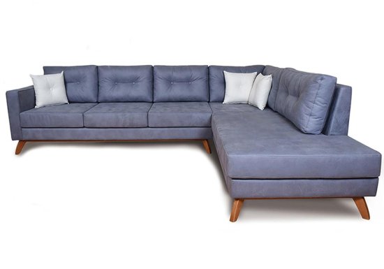 Γωνιακός νεανικός μπλε καναπές